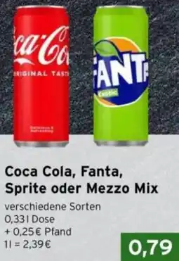 CAP Markt Coca Cola, Fanta, Sprite oder Mezzo Mix Angebot