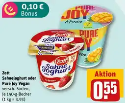 REWE Zott Sahnejoghurt oder Pure Joy Vegan Angebot