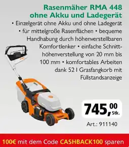 Holz Possling STIHL Rasenmäher RMA 448 ohne Akku und Ladegerät Angebot