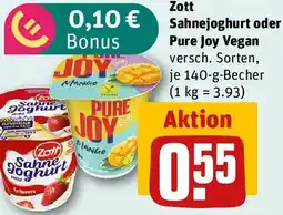 REWE Zott Sahnejoghurt oder Pure Joy Vegan Angebot