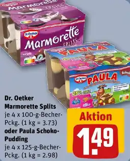 REWE Dr. Oetker Marmorette Splits oder Paula Schoko Pudding Angebot
