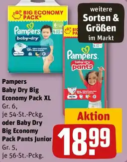 REWE Pampers Baby Dry Big Economy Pack XL oder Baby Dry Big Economy Pack Pants Junior Angebot