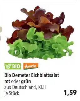 CITTI Markt Bio Demeter Eichblattsalat rot oder grün Angebot