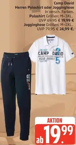 Edeka Camp David Herren Poloshirt oder Jogginghose Angebot