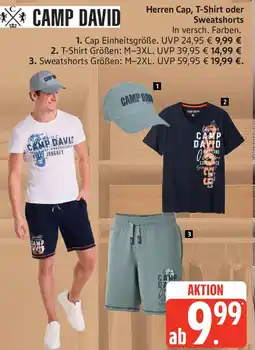 Edeka CAMP DAVID Herren Cap, T-Shirt oder Sweatshorts Angebot