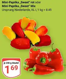 Globus Mini-Paprika ,,Sweet" rot oder Mini-Paprika ,,Sweet" Mix Angebot