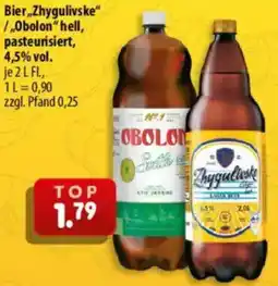 Mix Markt Bier ,,Zhygulivske" /„Obolon" hell, pasteurisiert Angebot
