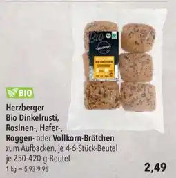 CITTI Markt Herzberger Bio Dinkelrusti, Rosinen-, Hafer-, Roggen- oder Vollkorn-Brötchen Angebot