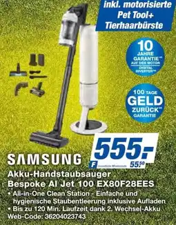 Expert SAMSUNG Akku-Handstaubsauger Bespoke Al Jet 100 EX80F28EES Angebot