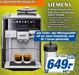 Expert SIEMENS Kaffeevollautomat EQ6 plus extraklasse TE657F03DE Angebot