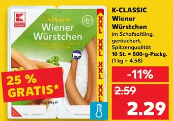 Kaufland K-Classic Wiener Würstchen 10 St. = 500-g-Packg. Angebot