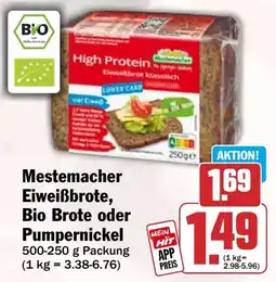 HIT Mestemacher Eiweißbrote, Bio Brote oder Pumpernickel Angebot