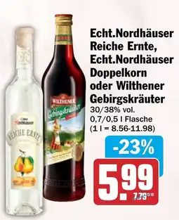 HIT Echt.Nordhäuser Reiche Ernte, Echt.Nordhäuser Doppelkorn oder Wilthener Gebirgskräuter Angebot