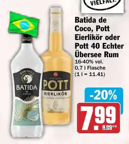 HIT Batida de Coco, Pott Eierlikör oder Pott 40 Echter Übersee Rum Angebot