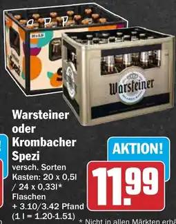 HIT Warsteiner oder Krombacher Spezi Angebot