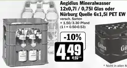 HIT Aegidius Mineralwasser Glas oder Nürburg Quelle Angebot