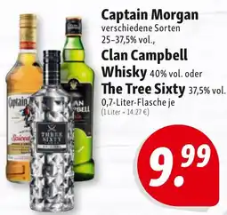 Nah & Frisch Captain Morgan, Clan Campbell Whisky oder The Tree Sixty Angebot