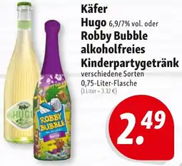 Nah & Frisch Käfer Hugo oder Robby Bubble alkoholfreies Kinderpartygetränk Angebot
