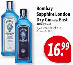 Nah & Frisch Bombay Sapphire London Dry Gin oder East Angebot