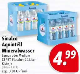 Nah & Frisch Sinalco Aquintéll Mineralwasser Angebot