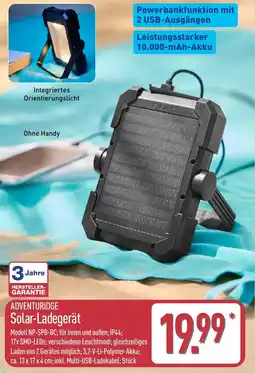 Aldi Nord ADVENTURIDGE Solar-Ladegerät Angebot