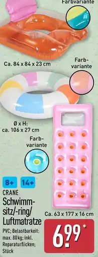 Aldi Nord CRANE Schwimmsitz/-ring/ Luftmatratze Angebot