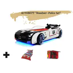 Netto Marken-Discount Autobett Kinderbett Roadster Police LED Sound Sportsitze Lattenrost Spoiler 90x190 cm Angebot