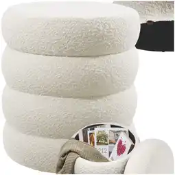 Netto Marken-Discount tectake Sitzhocker mit Stauraum, rund, gepolstert, weicher, pflegeleichter Bezug Angebot