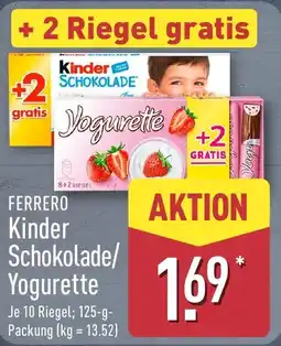 Aldi Nord FERRERO Kinder Schokolade/ Yogurette Angebot
