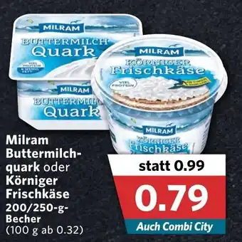 Combi Milram Buttermilchquark oder Körniger Frischkäse 200/250g Becher Angebot