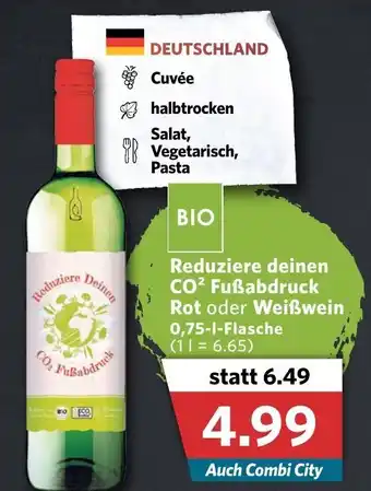 Combi Reduziere deinen CO2 Fußabdruck Rot oder Weißwein 0,75L Angebot