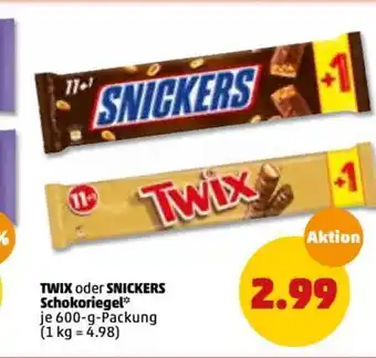 PENNY Twix Oder Snickers Schokoriegel 600g Angebot