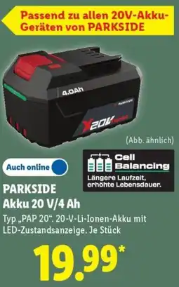 Lidl PARKSIDE Akku 20 V/4 Ah Angebot