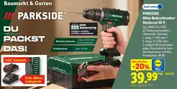Lidl PARKSIDE Akku-Bohrschrauber Starterset 20 V Angebot