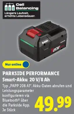 Lidl PARKSIDE PERFORMANCE Smart-Akku 20 V/8 Ah Angebot