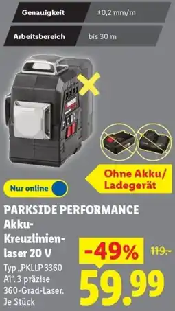 Lidl PARKSIDE PERFORMANCE Akku Kreuzlinienlaser 20 V Angebot