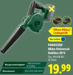 Lidl PARKSIDE Akku-Universal Gebläse 20 V Angebot