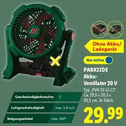 Lidl PARKSIDE Akku Ventilator 20 V Angebot