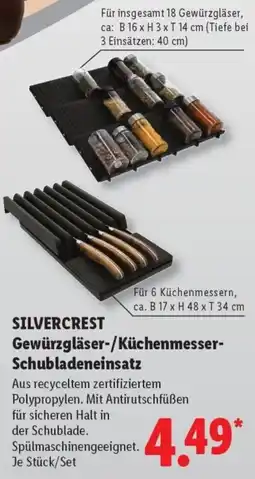 Lidl SILVERCREST Gewürzgläser-/Küchenmesser Schubladeneinsatz Angebot