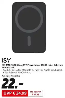 MediaMarkt ISY IMC-10000 MagISY Powerbank 10000 mAh Schwarz Powerbank Angebot