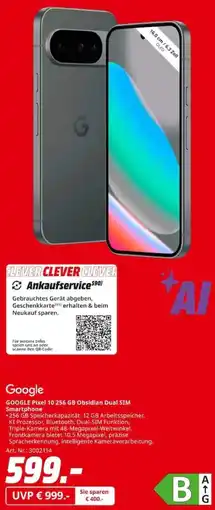 MediaMarkt GOOGLE Pixel 10 256 GB Obsidian Dual SIM Smartphone Angebot