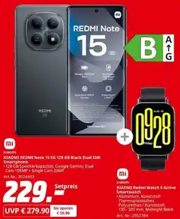 MediaMarkt XIAOMI REDMI Note 15 5G 128 GB Black Dual SIM Smartphone Angebot