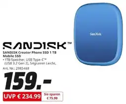 MediaMarkt SANDISK Creator Phone SSD 1 TB Mobile SSD Angebot