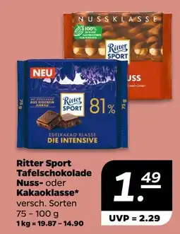 NETTO Ritter sport tafelschokolade nuss- oder kakaoklasse Angebot