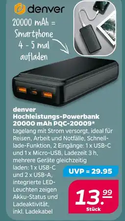 NETTO Denver hochleistungs-powerbank 20000 mah pqc-20009 Angebot