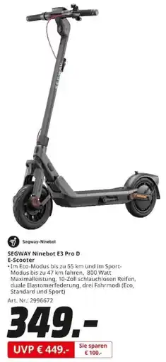 MediaMarkt SEGWAY Ninebot E3 Pro D E-Scooter Angebot