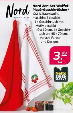 NETTO Nord 2er-set waffel-piqué-geschirrtücher Angebot