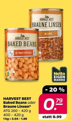 NETTO Harvest best baked beans oder braune linsen Angebot