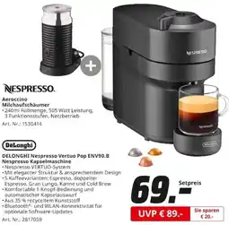 MediaMarkt DELONGHI Nespresso Vertuo Pop ENV90.B Nespresso Kapselmaschine Angebot