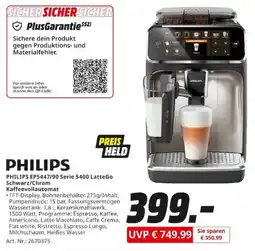 MediaMarkt PHILIPS EP5447/90 Serie 5400 LatteGo Schwarz/Chrom Kaffeevollautomat Angebot
